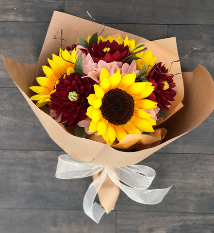 Sunflowers and Dahlias bouquet