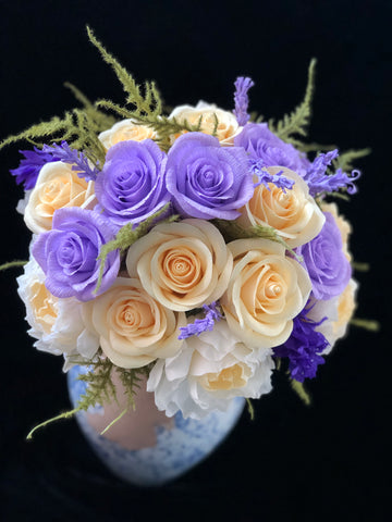 Purple and Light Yellow roses bouqet