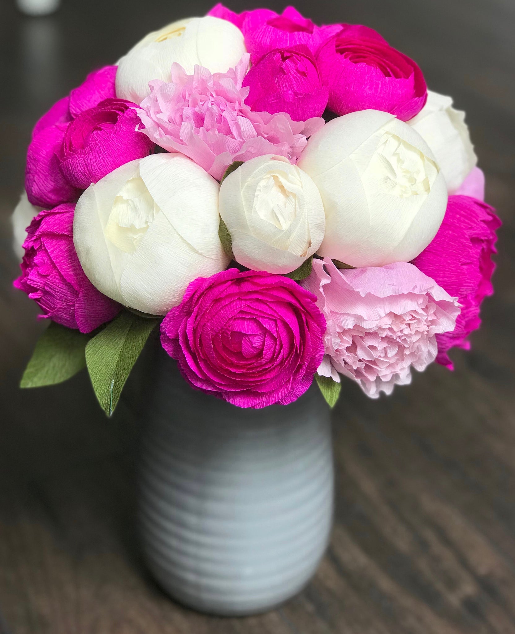 Hot Pink and white peonies
